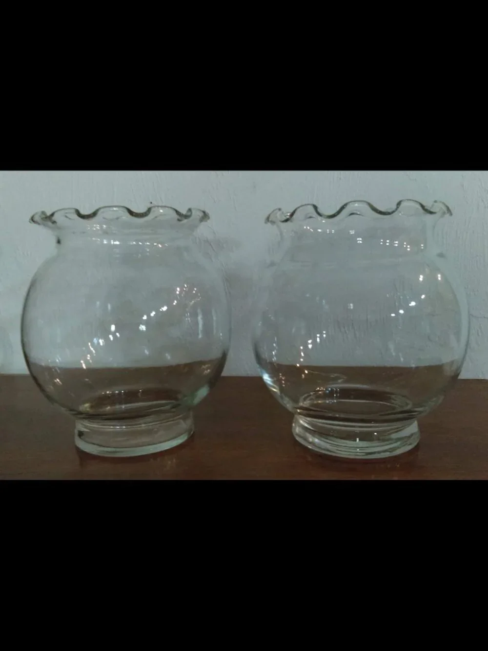 Clear Glass Ivy Bowls Ruffled Crimped Fluted Top 5